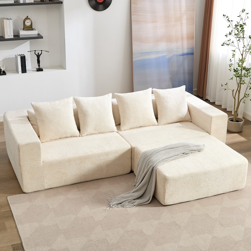 XINMICS 104.72'' Modern Sectional Sofa, 4 Seater Modular L-Shaped Full-compressed Sofa Couch - 104.72"Wx43.31"Dx23.62"H