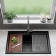 preview thumbnail 2 of 5, 33 Inch Lexicon Platinum Quartz Composite Drop-in Undermount Single Bowl Workstation Galaxy Black Kitchen Sink LP-750TM-K