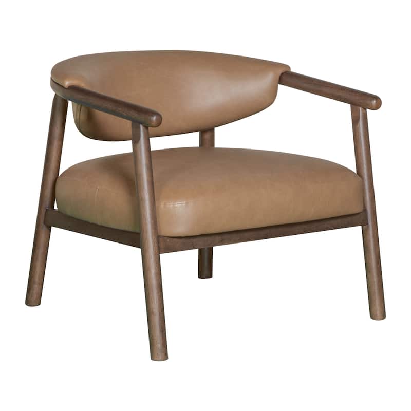 HomeRoots 33" Brown and Dark Brown Faux Leather And Wood Arm Chair - 33.00 in. x 34.00 in. x 30.00 in.
