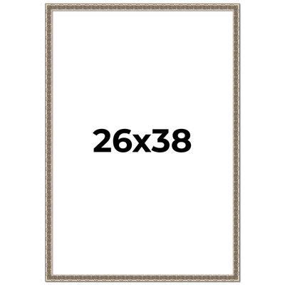26x38 Frame Silver Versailles Ornate Solid Wood Picture Frame | 1 Inch