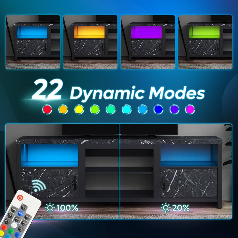 70" TV Stand Modern Entertaintment Center TV Console for 75" TVs with LED Lights - 71 inches