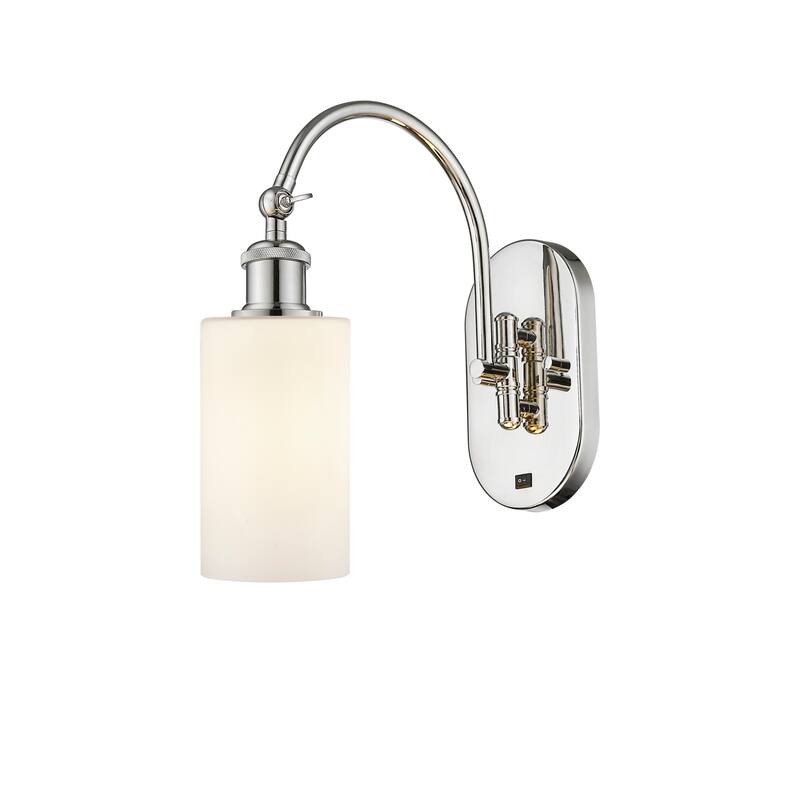 Innovations Lighting 518-1W-13-6 Clymer Sconce Clymer 13" Tall Wall - Polished Nickel / Matte White