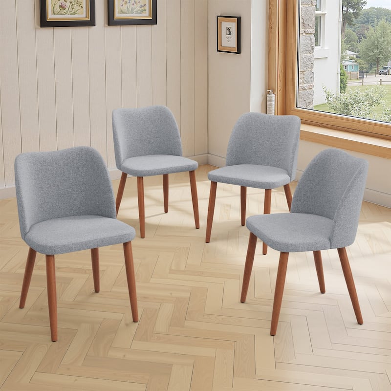 Modern Upholstered Dining Chairs with Padded Seat and Wood Legs
