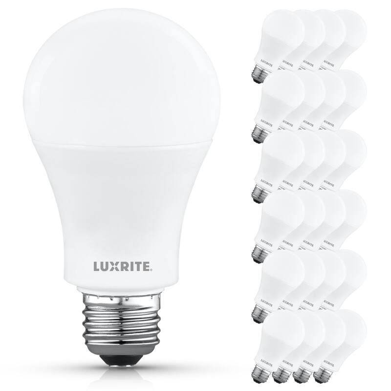 Luxrite A19 LED Light Bulb 12.5W=100W 4000K 1500LM Non-Dimmable E26 Damp Rated ETL Listed 24 Pack - Cool White - Cool White