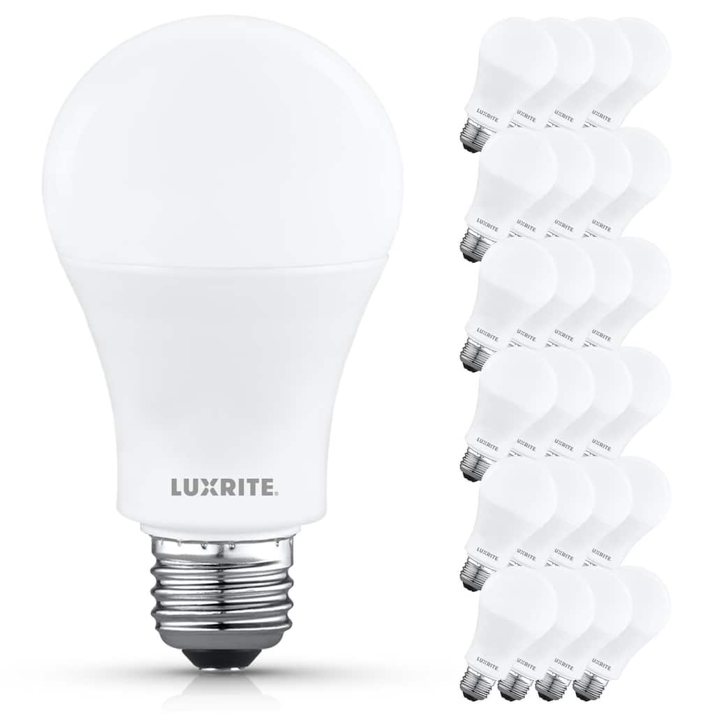Luxrite A19 LED Light Bulb 12.5W=100W 4000K 1500LM Non-Dimmable E26 Damp Rated ETL Listed 24 Pack - Cool White