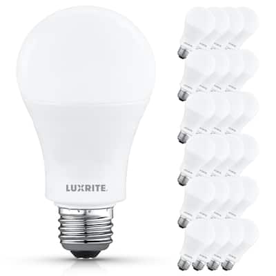 Luxrite A19 LED Light Bulb 12.5W=100W 5000K 1500LM Non-Dimmable E26 Damp Rated ETL Listed 24 Pack - Bright White