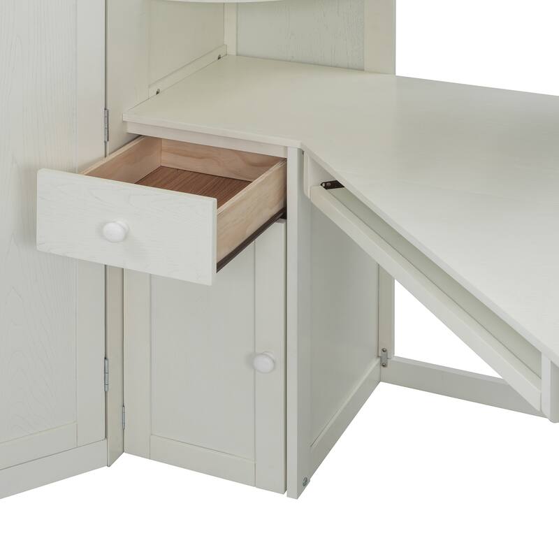 Twin Loft Bed with Integrated Wardrobe Desk Keyboard Tray Charging Station