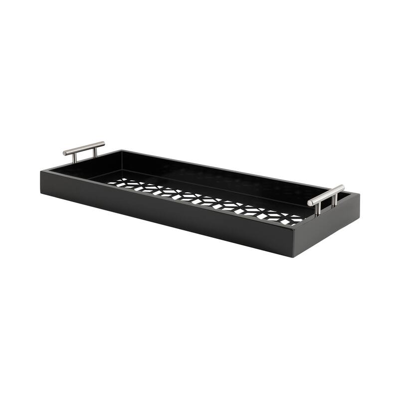 Kate and Laurel Caspen Rectangle Decorative Tray - 10x24 - Black