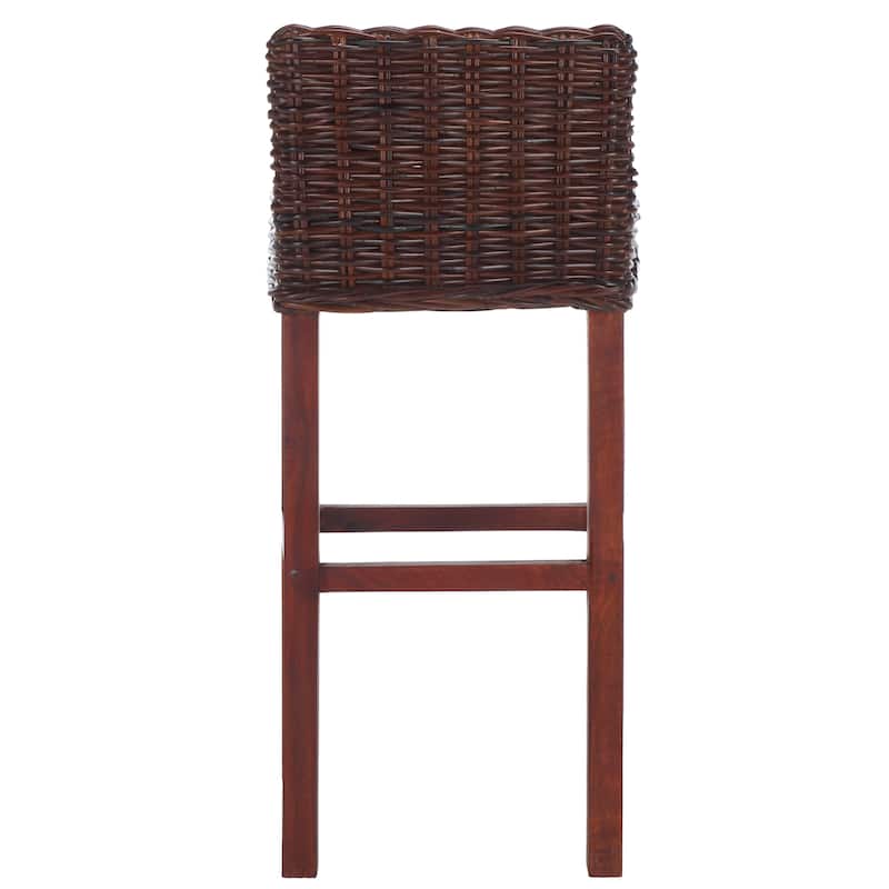 SAFAVIEH Tana -30 Inch Thomas Indoor Wicker Brown Bar Stool - 17.7" x 17.7" x 37.4" - 18Wx18Dx37H