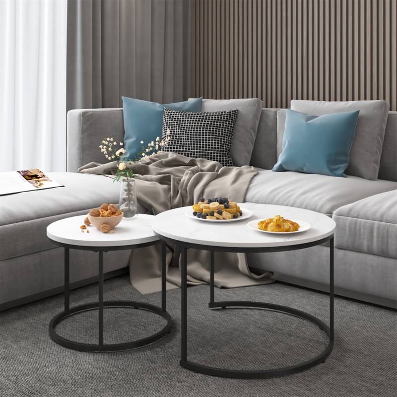 Nesting Coffee Table Set of 2 - White