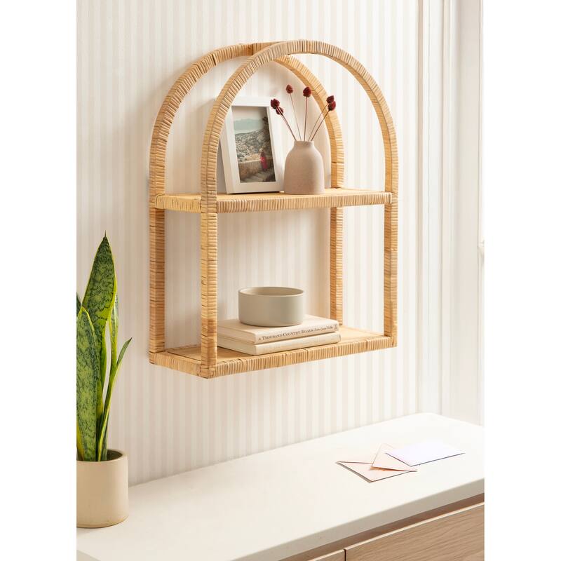 Kate and Laurel Rahmati Rattan Wall Shelf