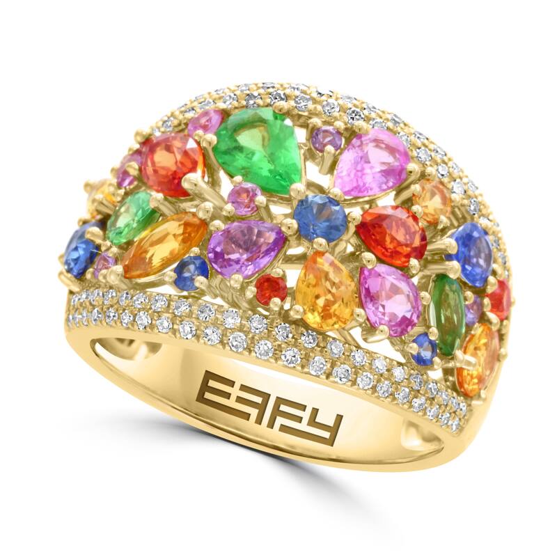EFFY 14K Gold Diamond Multi Sapphire Ring