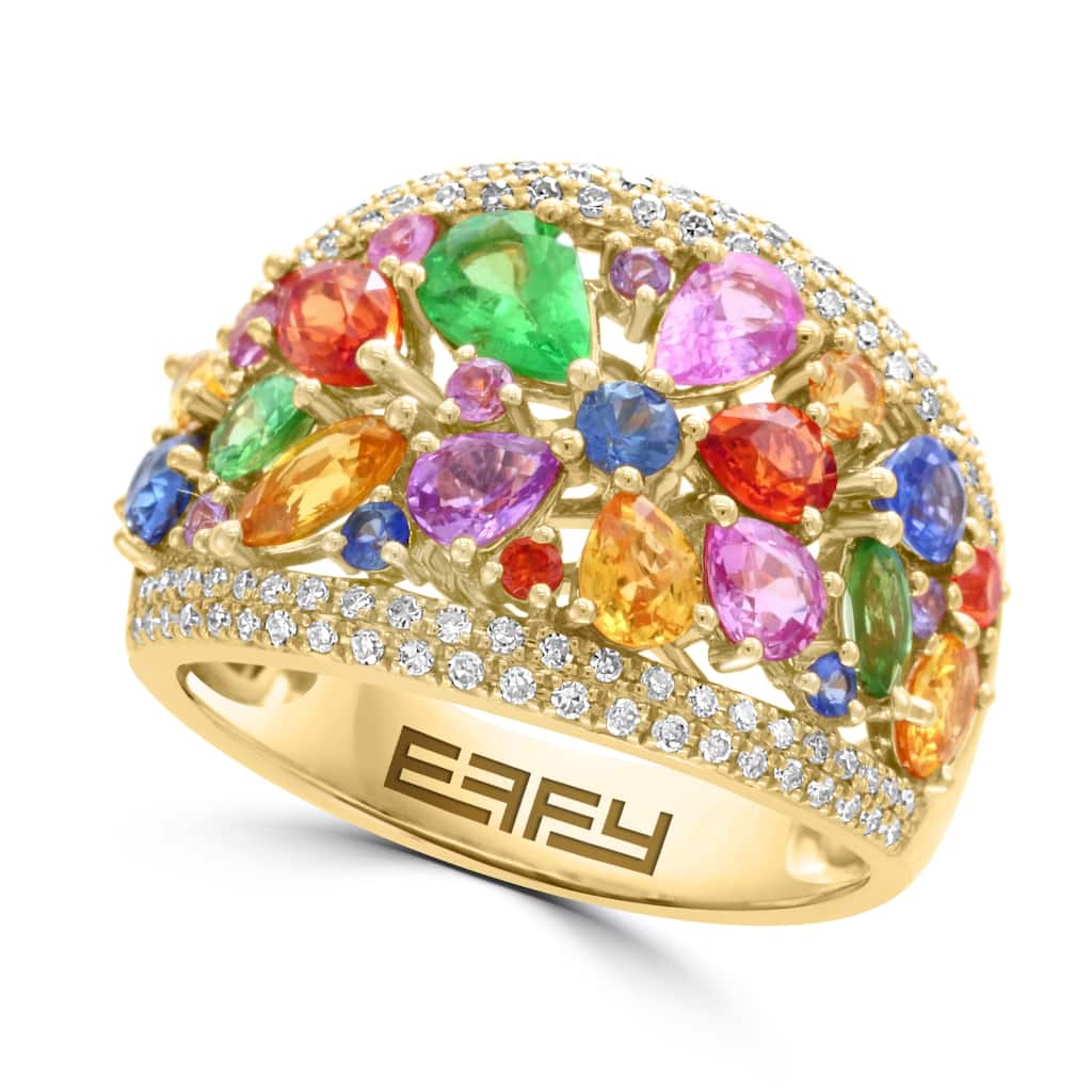 EFFY 14K Gold Diamond Multi Sapphire Ring