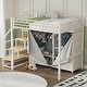 preview thumbnail 3 of 5, Full Size Metal Loft Bed with Wardrobe, Storage Shelves, Built-in Staircase, Full-Length Guardrails, Safety Guaranteed, White