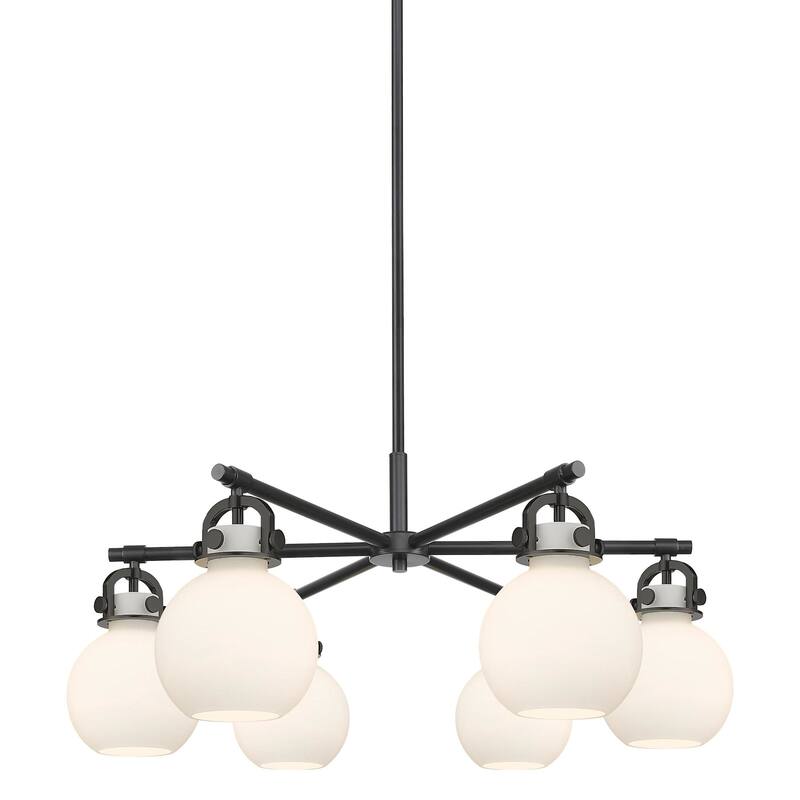 Innovations Lighting 410-6CR-16-26 Newton Sphere Chandelier Newton - Matte Black / White