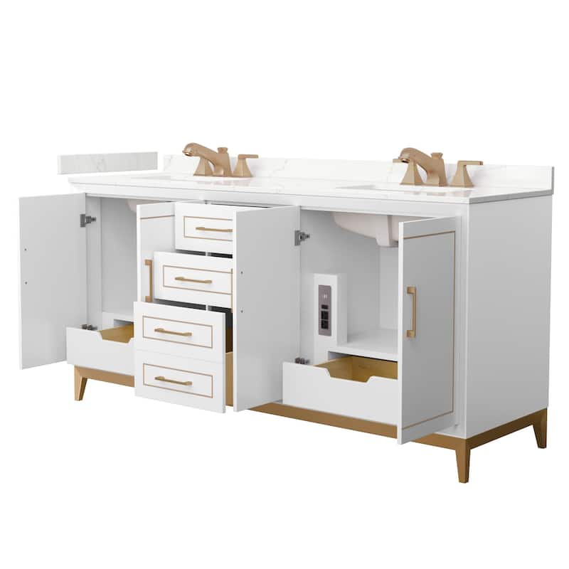 Wyndham Collection WCH515172D-QTZ-US3MXX Marlena 72" Free Standing