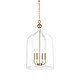 preview thumbnail 1 of 9, Savoy House 7-7802-4 Sheffield 4 Light 15" Wide Taper Candle Pendant White / Warm Brass