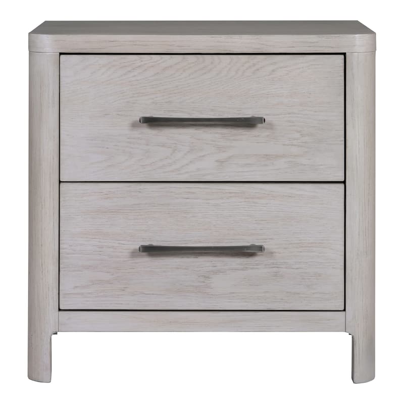 Furniture of America Rensite Modern Oak 2-Drawer Solid Wood Nightstand with USB Ports