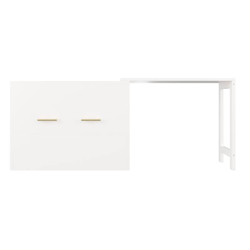 Twin Size Murphy Cabinet Bed with Adjustable Position Desk, Murphy Chest Dresser Bed with Foldable Cushion