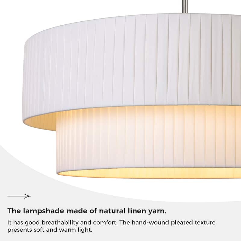 Modern 3-Light Drum Chandelier Fabric Shade Ceiling Hanging Pendant