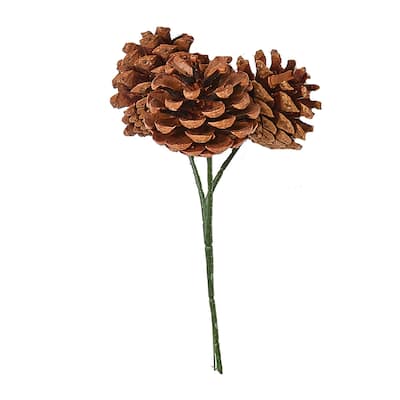 3" Natural Pine Cone Pick x 3, Set of 12 - 8