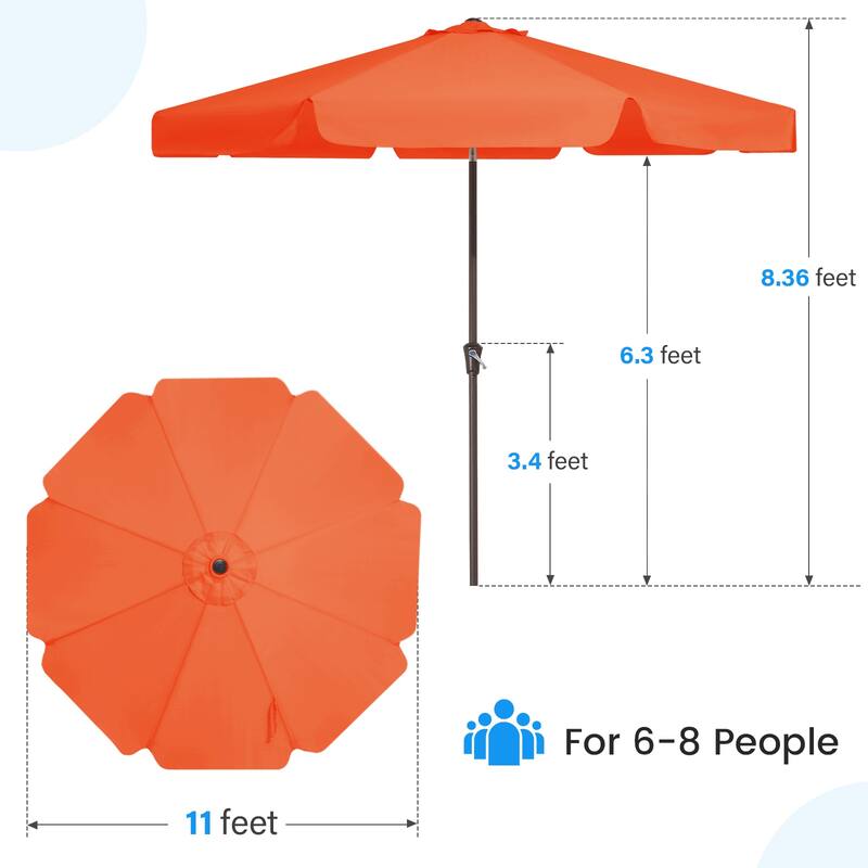 11ft Patio Market Umbrella with UV-Resistant and Sagging Edge Designed