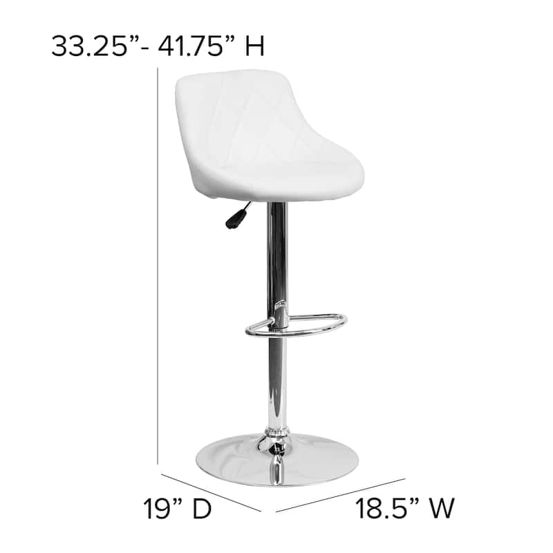 Diamond Pattern Vinyl Bucket Seat Adjustable Barstool - 18.5"W x 19"D x 33.25" - 41.75"H