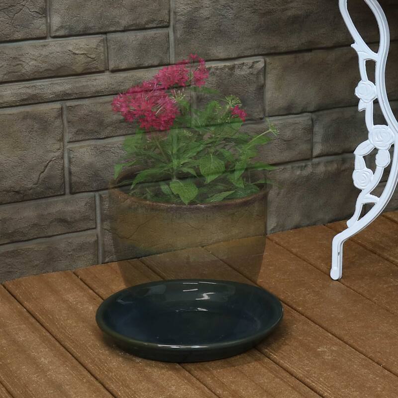 Sunnydaze Set of 2 Glazed Ceramic Planter Saucers - 9"