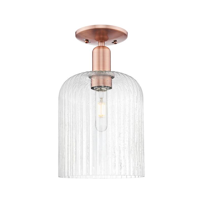 Innovations Lighting 716-1C-14-8 Bridal Veil Semi-Flush Bridal Veil 8" - Antique Copper / Seedy