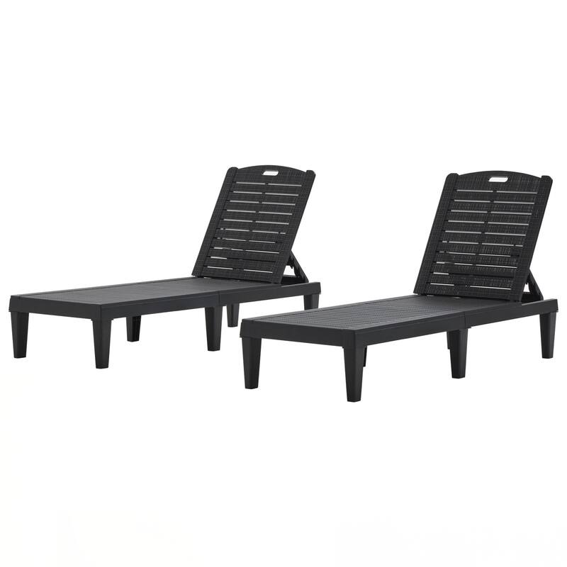2-Piece Outdoor Chaise Lounges Resin Pool Lounge Chairs Outdoor Chaise Lounge Chair Set with Adjustable Backrest