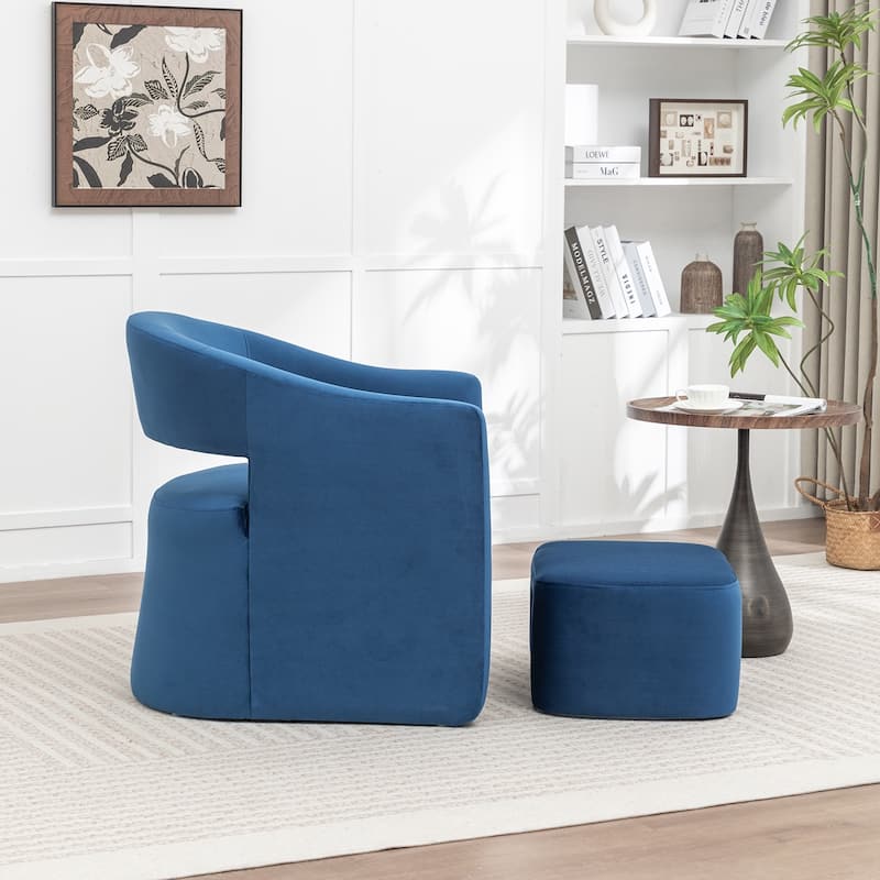 SEYNAR Modern Glam Velvet Accent Armchair Open Back with Ottoman