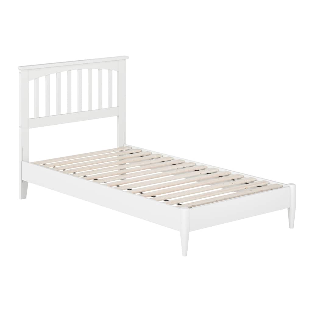 Becket Twin Solid Wood Low Profile Platform Bed in White