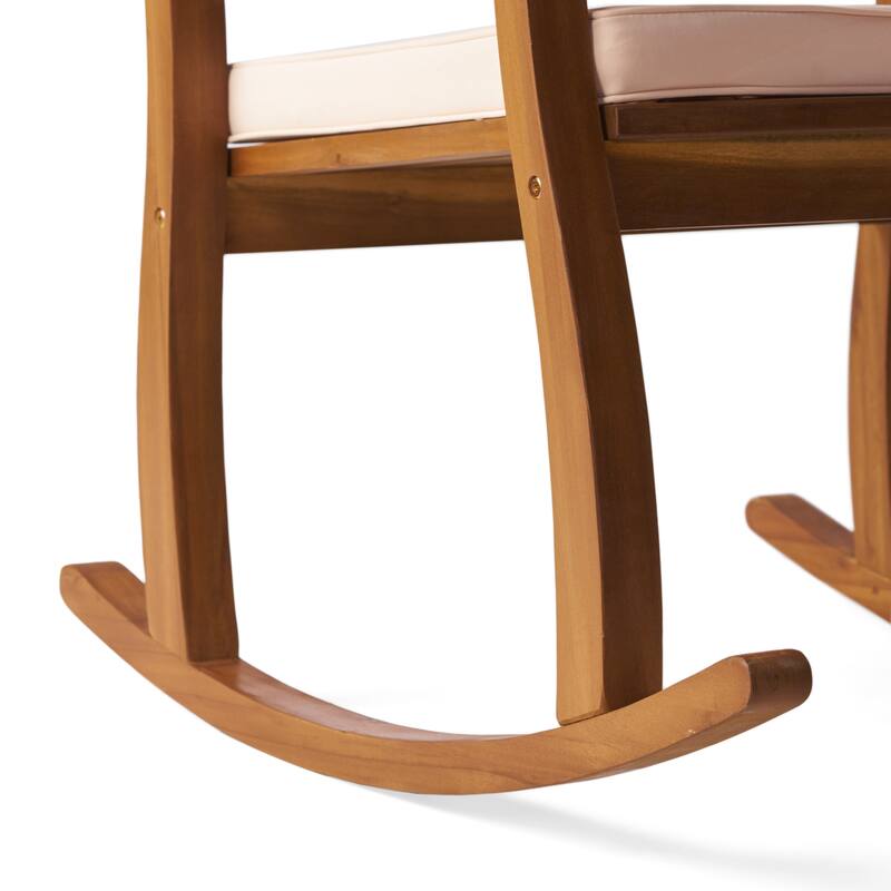 Outdoor Acacia wood Rocking Chair with Retractable foot panel,Rocker Patio Rocking Chair for Porch, Patio, Balcony