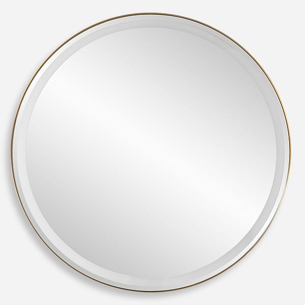 slide 2 of 12, Uttermost Crofton Lighted Brass Round Mirror - 32"W x 32"H x 2.13"D