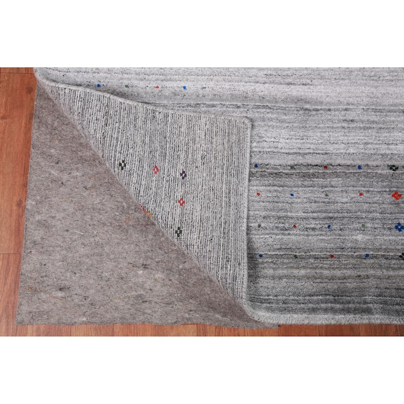 Gray Gabbeh Indian Area Rug Hand-Knotted Silk Carpet - 9'3" x 11'9"