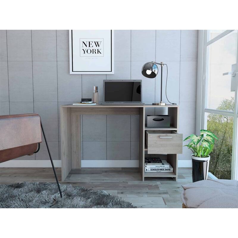 Modern Computer Desk 43" Rectangular MDF Office Table with Drawer, Matte Finish