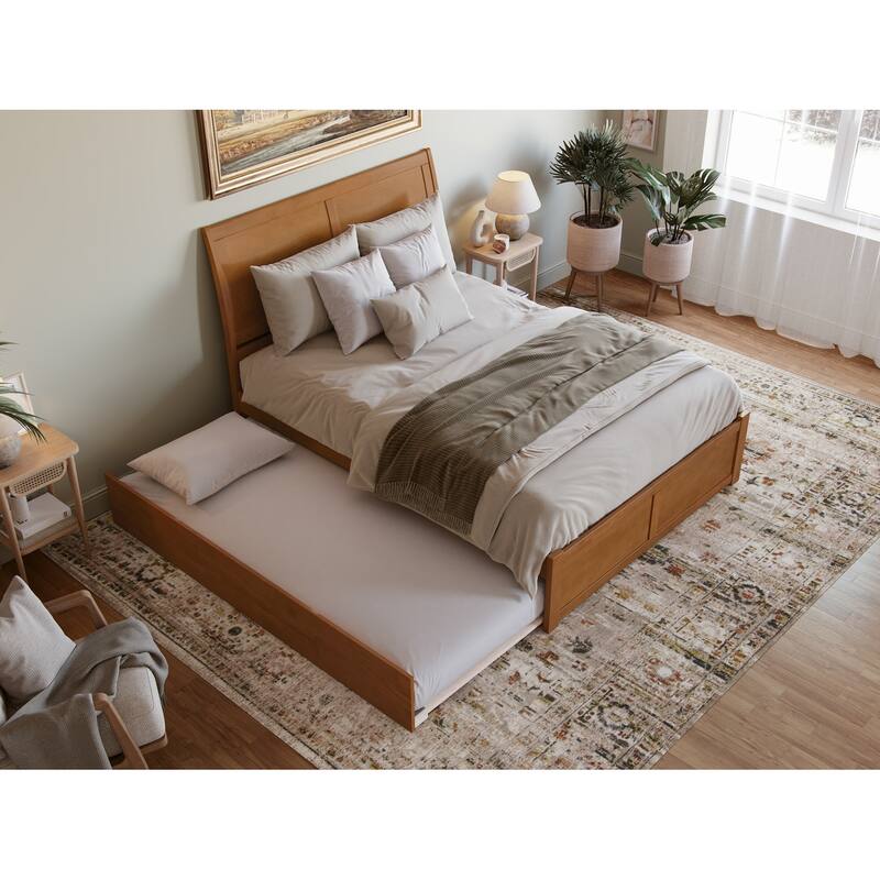Portland Platform Bed with Footboard and Twin XL Trundle