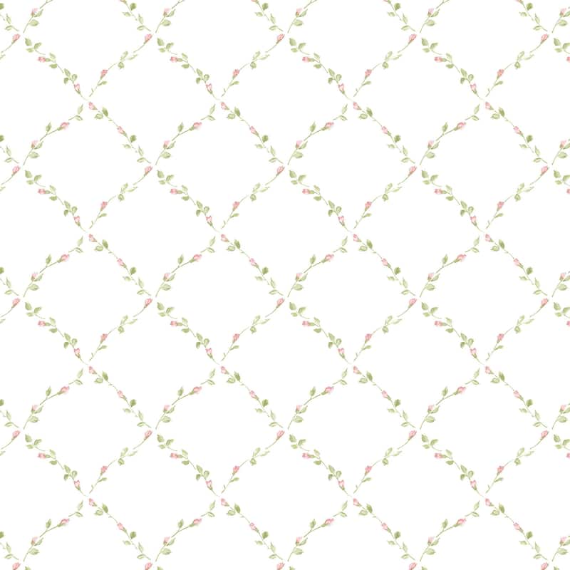 Savannah Red Rose Trellis 20.5 In X 33 Ft Washable Wallpaper - Pink