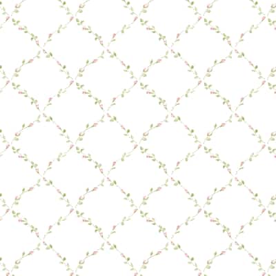 Savannah Red Rose Trellis 20.5 In X 33 Ft Washable Wallpaper