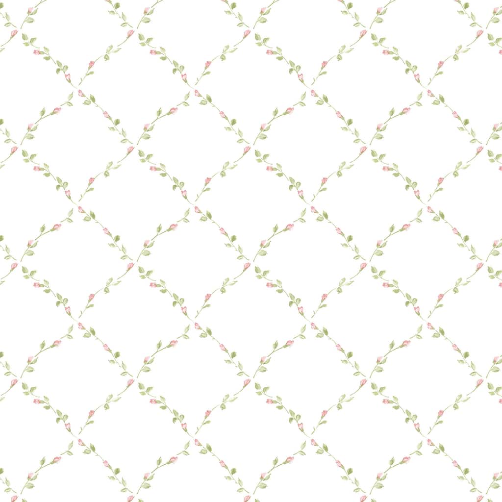 Savannah Red Rose Trellis 20.5 In X 33 Ft Washable Wallpaper