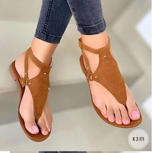 Summer Plus Size Casual Flat Flip Flops Strap Buckle Sandals Women. Opens flyout.