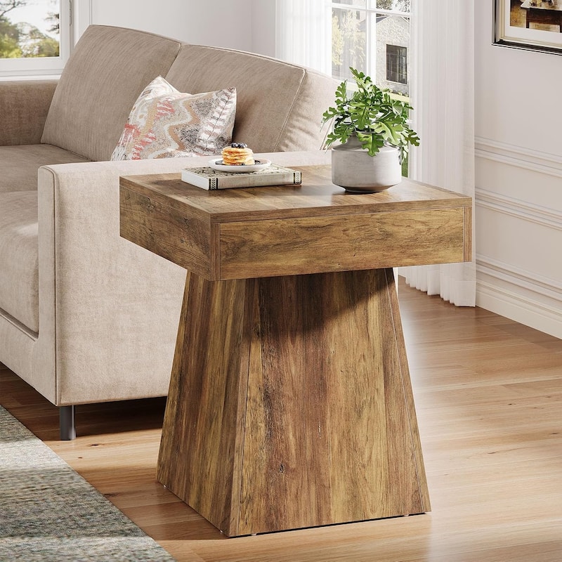 Small End Table, Rustic Square Side Table, Nightstand Beside Bed