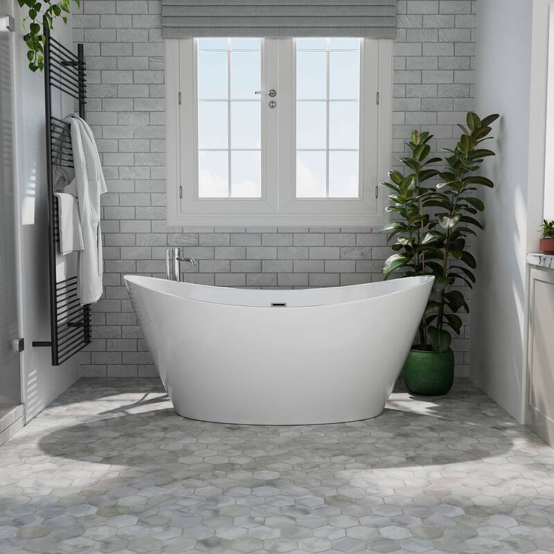 Acrylic 59" X 30" Freestanding Bathtub Deep Soaking Tubs