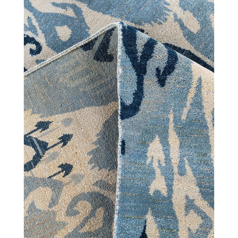 Ikat One-of-a-Kind Hand-Knotted Area Rug, Blue - 8' 0" x 10' 4"