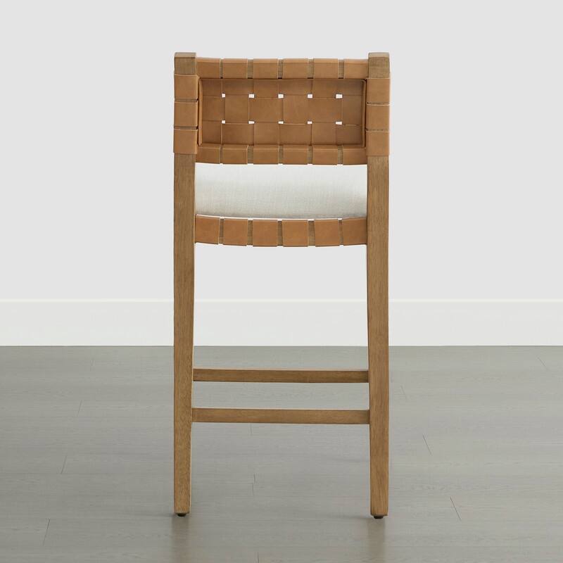 Spruce & Spring Orion Counter Bar Stool with Handwoven Double-faced PVC Backrest