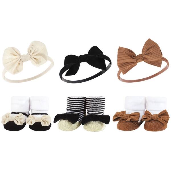 slide 1 of 1, Hudson Baby Infant Girl Headband and Socks Giftset, Black Stripe Neutrals, One Size - Black Stripe Neutrals Black Stripe Neutrals - One Size