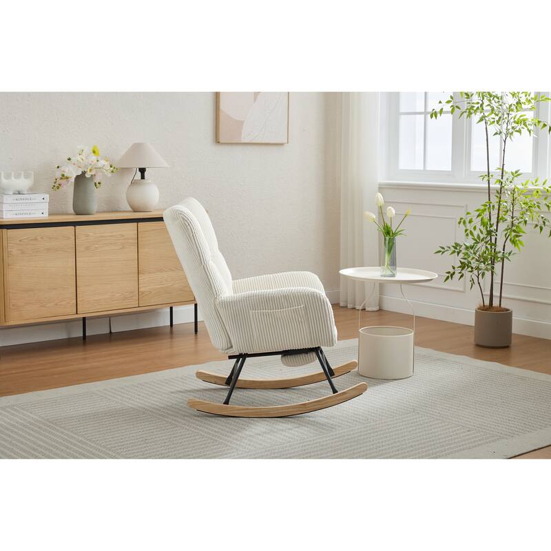 Modern Nursery Upholstered High Back Rocking Chair