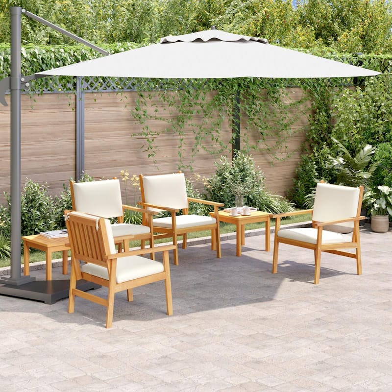 vidaXL 6 Piece Garden Dining Set with Cushions Solid Wood Acacia - 17.7 x 17.7 x 15