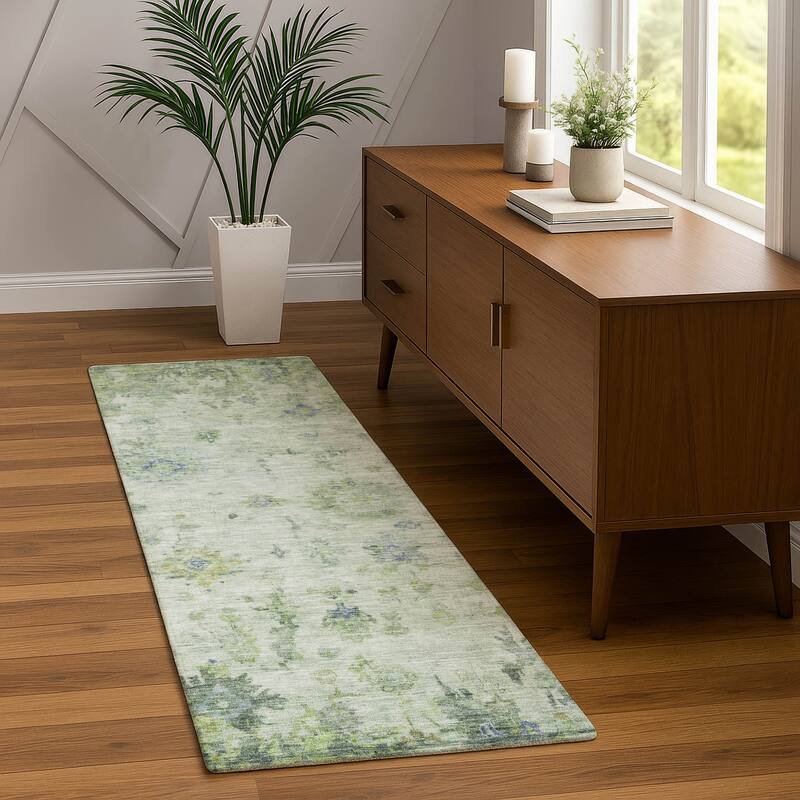 Machine Washable Indoor/ Outdoor Vintage Traditional Chantille Rug