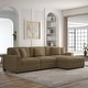 preview thumbnail 55 of 132, 118" W Corduroy L-shape Modular Sectional Sofa with Pillows Camel - Right Facing